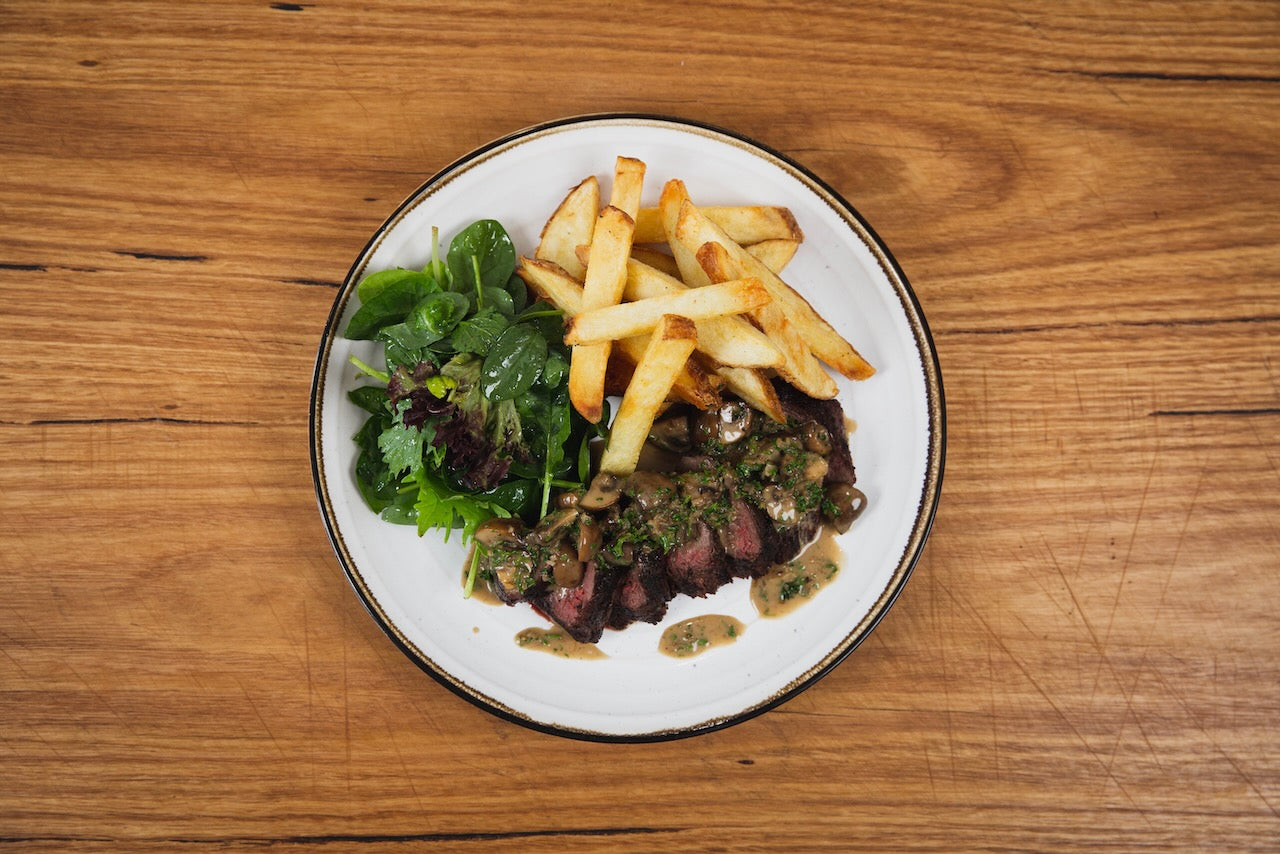 Andy Cooks - Kangaroo steak with mushroom sauce