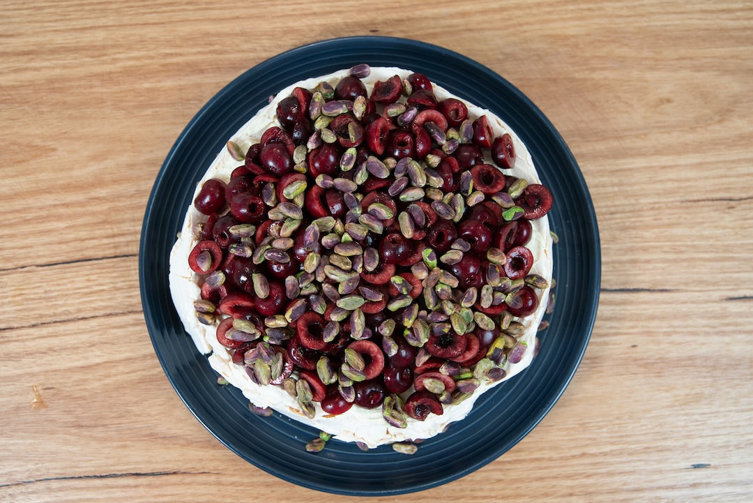 Andy Cooks - Cherry and pistachio pavlova