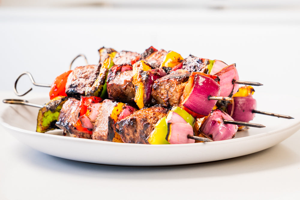 Andy Cooks - Beef, capsicum and red onion skewers