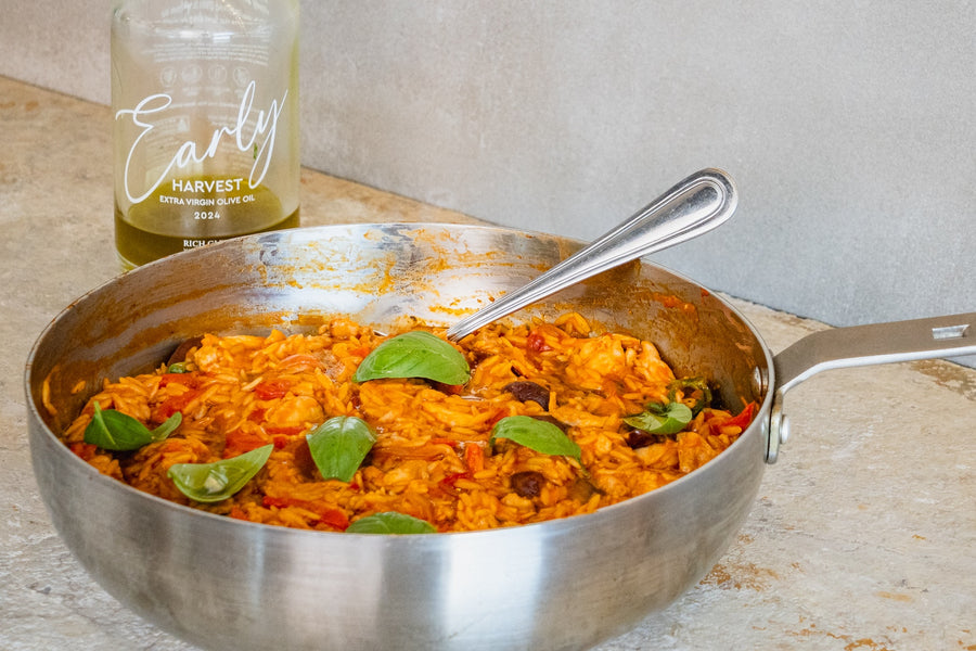 Pollo cacciatore con risoni